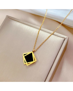 Gold Color Geometric Titanium Steel Plating Pendant Necklace