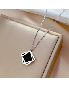 Steel Color Geometric Titanium Steel Plating Pendant Necklace