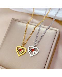 Elegant Lady Streetwear Heart Shape Titanium Steel Plating Pendant Necklace_colorza_2