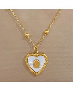 Gold Color Heart Shape Titanium Steel Plating Inlay Shell Pendant Necklace