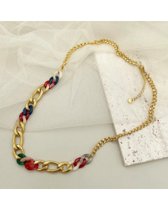 Casual Hip-Hop Colorful Stainless Steel Arylic Polishing Plating Gold Plated Necklace