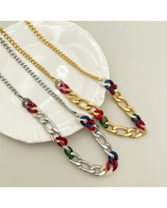Casual Hip-Hop Colorful Stainless Steel Arylic Polishing Plating Gold Plated Necklace_colorza_4