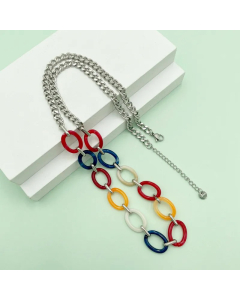 Casual Oval Stainless Steel Arylic Polishing Plating Gold Plated Necklace