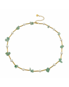 Casual Vacation Irregular Stainless Steel Gravel Patchwork Pearl Plating Gold Plated Necklace