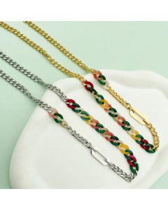 Casual Hip-Hop Geometric Stainless Steel Arylic Polishing Patchwork Plating Gold Plated Necklace_colorza_1
