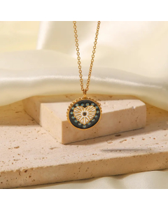 IG Style Devil'S Eye Heart Shape Stainless Steel Enamel Plating 18K Gold Plated Pendant Necklace