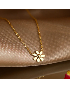 Sweet Simple Style Daisy Titanium Steel Plating 18K Gold Plated Pendant Necklace