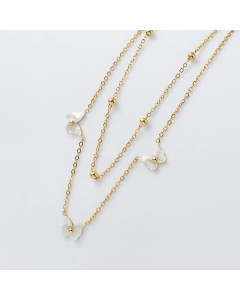 Vintage Style Butterfly Titanium Steel Layered Plating 18K Gold Plated Pendant Necklace
