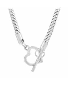 Retro Cool Style Heart Shape Stainless Steel Plating 18K Gold Plated Pendant Necklace-Steel Color-01