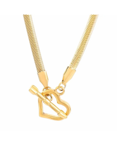 Retro Cool Style Heart Shape Stainless Steel Plating 18K Gold Plated Pendant Necklace-Gold Color-02