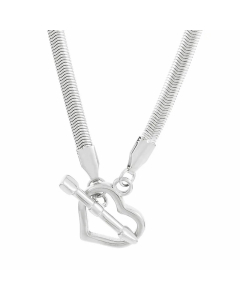 Retro Cool Style Heart Shape Stainless Steel Plating 18K Gold Plated Pendant Necklace-Steel Color-02