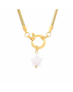 Minimalism Star Imitation Pearl Plating 18K Gold Plated Pendant Stainless Steel Necklace