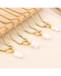 Elegant Retro Square Star Stainless Steel Imitation Pearl Plating 18K Gold Plated Pendant Necklace