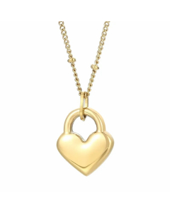 Modern Style Heart Shape Stainless Steel Plating 18K Gold Plated Pendant Necklace-Gold Color-04