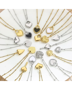 Modern Style Heart Shape Stainless Steel Titanium Steel Plating 18K Gold Plated Pendant Necklace_colorza_9