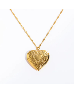 Casual Vintage Style Classic Style Heart Shape Stainless Steel Plating Hollow Out 18K Gold Plated Pendant Necklace