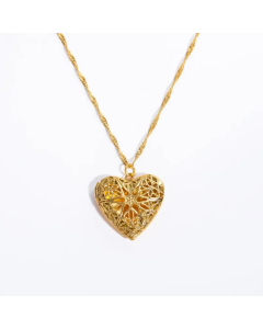 Classic Style Heart Shape Stainless Steel Plating Hollow Out 18K Gold Plated Pendant Necklace