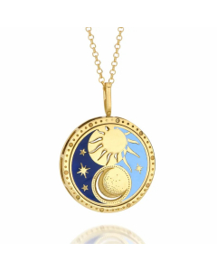 Casual Star Moon Eye Stainless Steel Plating Carving 18K Gold Plated Pendant Necklace