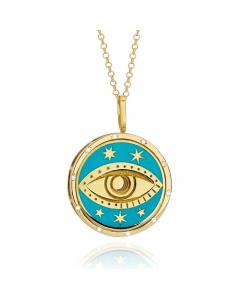 Casual Star Moon Eye Stainless Steel Plating Carving 18K Gold Plated Pendant Necklace