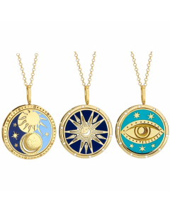 Casual Star Moon Eye Stainless Steel Plating Carving 18K Gold Plated Pendant Necklace_colorza_3