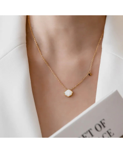Vintage Style Shell Titanium Steel Plating Inlay Shell 18K Gold Plated Pendant Necklace