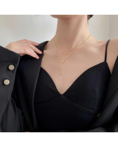 Simple Style Letter Titanium Steel Plating 18K Gold Plated Layered Necklaces