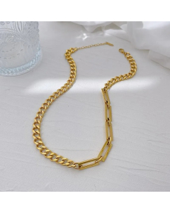 Wholesale Stainless Steel Collarbone Chain Personality Hip Hop Casual Splicing Chain Plating 18K Gold Plated Necklace
