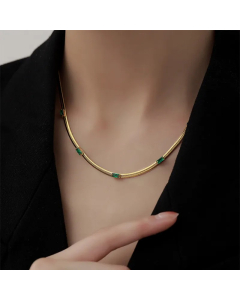 Simple Style Square Titanium Steel Plating Inlay Zircon 18K Gold Plated Necklace_colorza_1