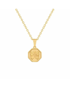 Vintage Style Commute Butterfly Stainless Steel Plating 18K Gold Plated Pendant Necklace