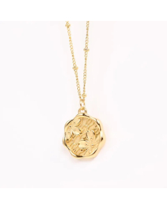 Vintage Style Commute Rose Stainless Steel Plating Carving 18K Gold Plated Pendant Necklace_colorza_3