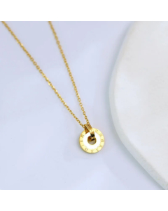 Casual Simple Style Round Stainless Steel Plating Inlay Shell 18K Gold Plated Pendant Necklace