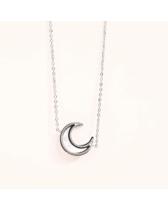 Steel Color Moon Stainless Steel Plating Inlay Shell 18K Gold Plated Pendant Necklace