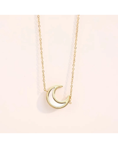 Gold Color Moon Stainless Steel Plating Inlay Shell 18K Gold Plated Pendant Necklace