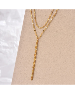 Sexy Solid Color Stainless Steel Tassel Plating 14K Gold Plated Layered Necklaces