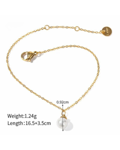 Gold Color Lady Pearl Stainless Steel Plating Inlay Artificial Pearls 18K Gold Plated Pendant Necklace