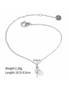Steel Color Lady Pearl Stainless Steel Plating Inlay Artificial Pearls 18K Gold Plated Pendant Necklace