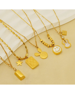 Cute Modern Style Rabbit Word Stainless Steel Plating Inlay Rhinestones 18K Gold Plated Pendant Necklace_colorza_4