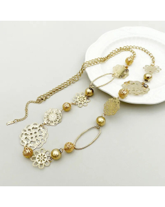Hip-Hop Rock Commute Flower Stainless Steel Patchwork Plating Hollow Out Gold Plated Long Necklace_colorza_1