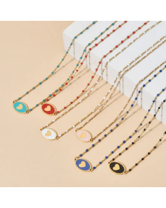 Simple Style Heart Shape Stainless Steel Alloy Patchwork Pendant Necklace