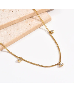 Elegant Simple Style Round Stainless Steel Plating Inlay Rhinestones 14K Gold Plated Necklace
