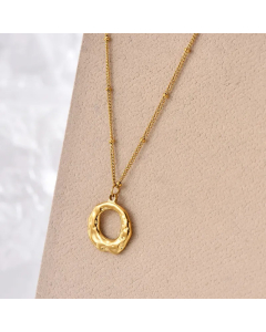 Gold Color Irregular Stainless Steel Polishing Plating 14K Gold Plated Pendant Necklace