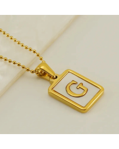 Letter G Stainless Steel Plating Inlay Shell 18K Gold Plated Pendant Necklace