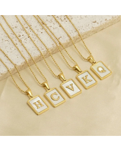 Casual French Style Letter Stainless Steel Plating Inlay Shell 18K Gold Plated Pendant Necklace_colorza_3
