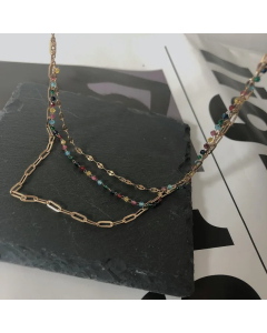IG Style Colorful Beaded Titanium Steel Layered Necklaces
