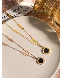 Classic Style Round Number Titanium Steel Plating Pendant Necklace