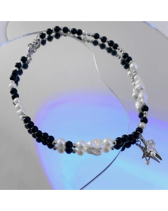 Simple Style Star Titanium Steel Copper Beaded Pendant Necklace