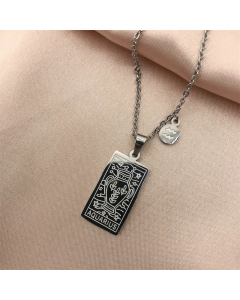 Simple Style Constellation Stainless Steel Plating Carving Pendant Necklace-Steel Color-Aquarius