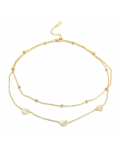 Casual Sweet Heart Shape Titanium Steel Plating Layered Necklaces