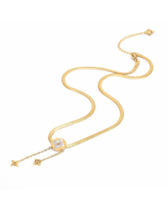 Casual Simple Style Four-Leaf Flower Titanium Steel Plating 18K Gold Plated Necklace