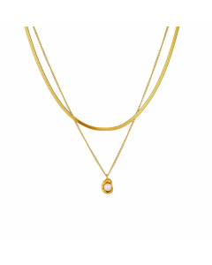 Simple Style Pea Titanium Steel Plating Inlay Zircon 18K Gold Plated Pendant Necklace
